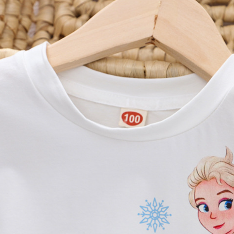 DISNEY girls designer clothes toddler designer clothes Frozen Elsa princess Little girl's summer clothes short sleeves comfortable and soft.