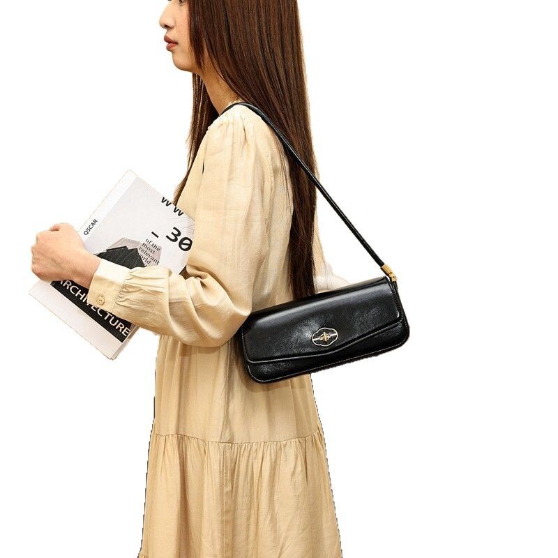 Free Delivery Designer Bag, New Niche Fashion Genuine Leather Retro Women's Shoulder Crossbody Bag, Urban Minimalist Trend Luxury Baguette Bag, H