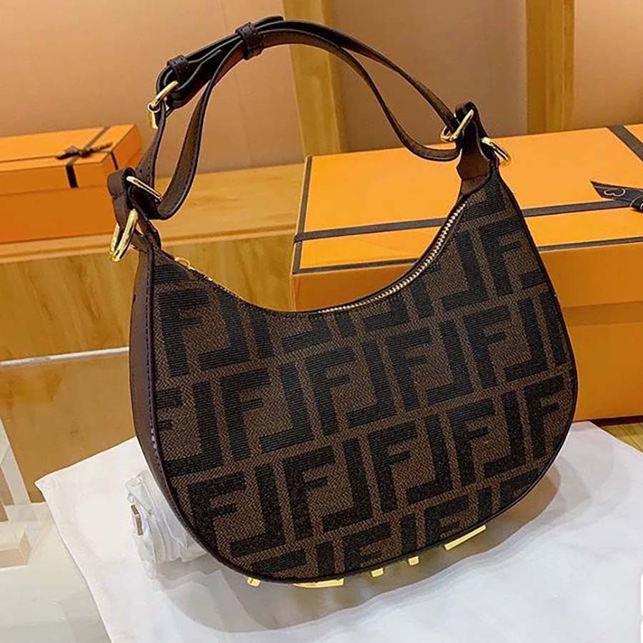Designer Shoulder Bag High Quality Women's Fashion Printing Letters Zipper Calfskin Crescent Armpit Handbag Wallet879446