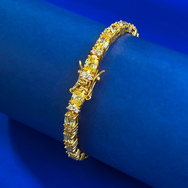 Elegant Oval Diamond Ring Style Bracelets by S925 Sterling Silver Craftsmanship