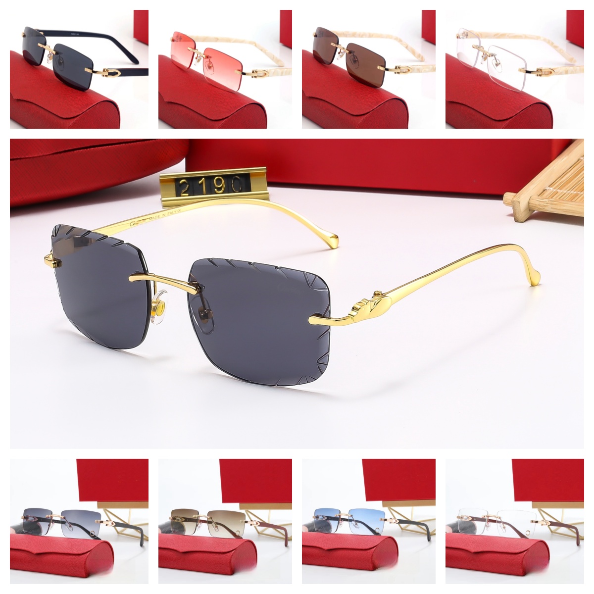 designer sunglasses square cart glasses designer sunglasses for women sunglass New leopard head frameless men male personality fashion with myopic