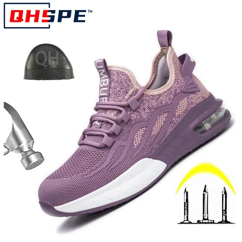 Women Safety Shoes For Work Safety Boots Breathable Steel Toe Puncture Proof Sport Work Sneakers Construction Boots 250519