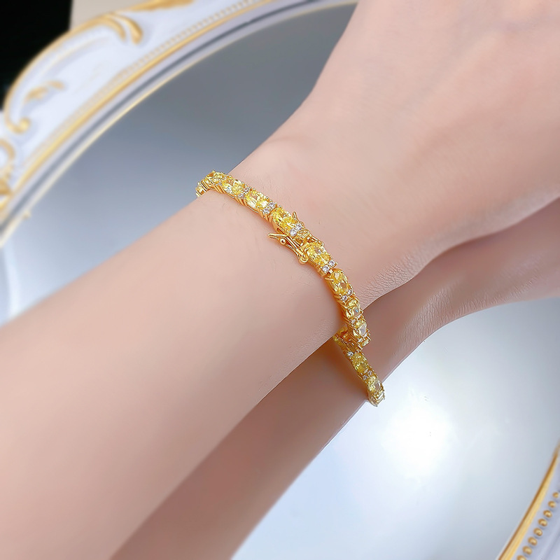 Elegant Oval Diamond Ring Style Bracelets by S925 Sterling Silver Craftsmanship