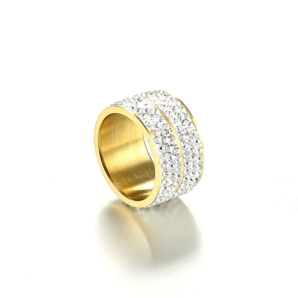Declaration: Hip hop Rock Stainless Steel Jewelry Gold Diamond Round Men's and Women's Rings
