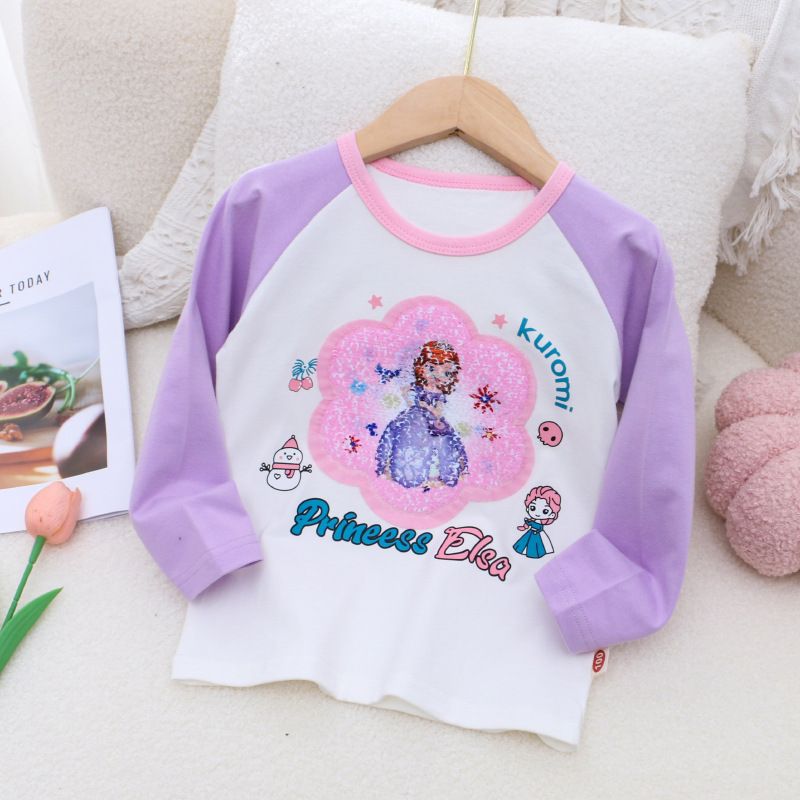 DISNEY infant designer clothes childrens designer clothes Frozen Elsa princess T-shirt with a princess print design comfortable and soft.