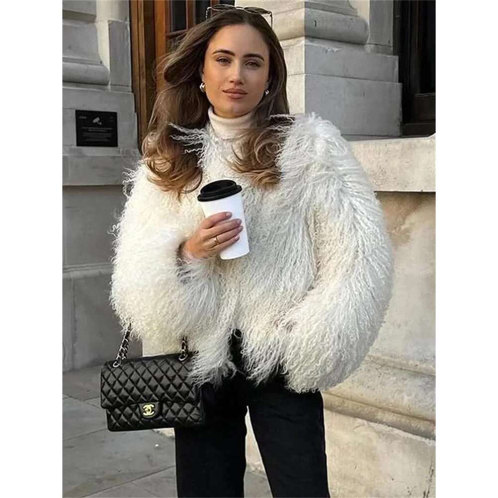 Tossy Female Fluffy Faux Fox Fur Jacket Overcoat Winter Loose Long Sleeve High Waist Patchwork Coat Women's Outwear 2025 Designer