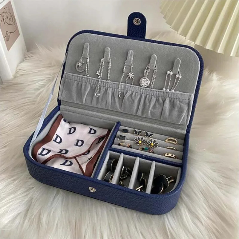 Portable PU Leather Travel Jewelry Organizer Box Storage Case Earring Ring Necklace Jewelry Storage Case Display Holder Woman 250516
