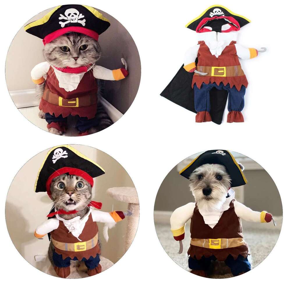 Puppy Novelty Clothes Funny Cat Cosplay Pirate Costume For Small Medium Dogs Cats Halloween Creative Dog Pet Supplies Pug