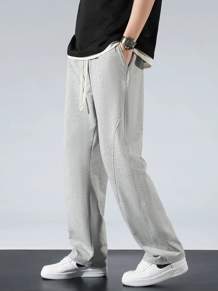 Mens Summer Sweatpants Lightweight Cotton Loose Fit Sports Pants Black Grey Home Basic Straight Trousers 250513Z