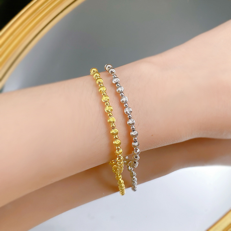 S925 Sterling Silver Laser Brushed Cat Eye 6mm Beaded Bracelet for Women Minimalist Luxury Adjustable Durable Oxidation-Resistant Daily Gift