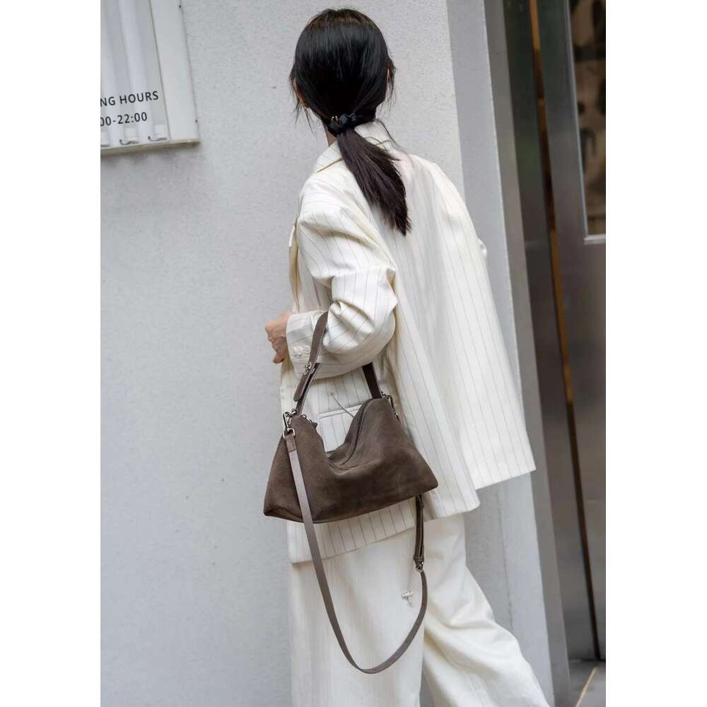 High Quality Designer Bags Fashion Autumn Winter Big Boston Tote Soft Matte Suede Cow Leather Women's Handbag Shoulder Crossbody Bag For Women Gr