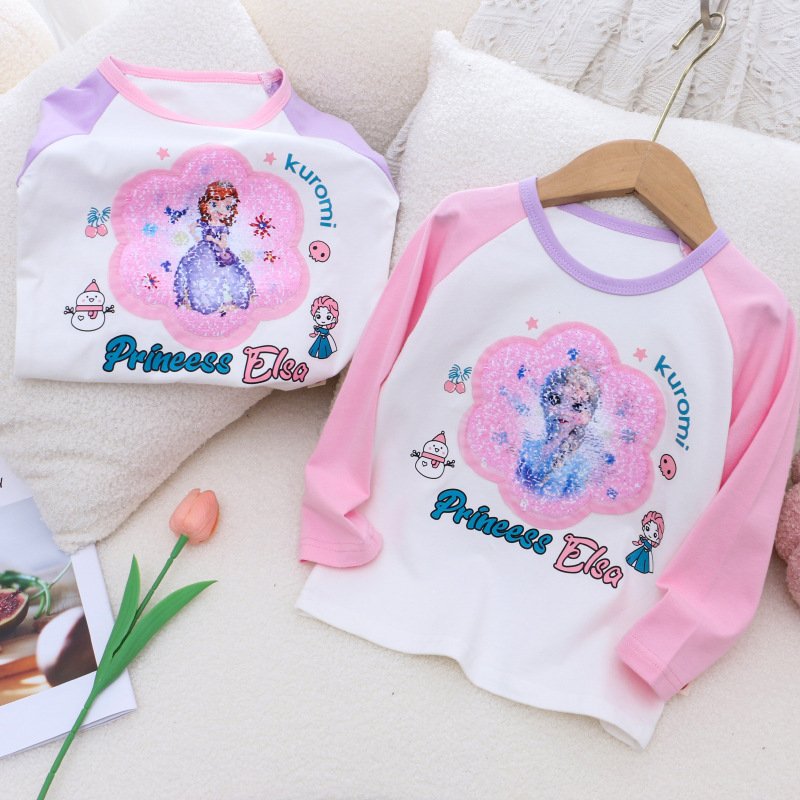 DISNEY infant designer clothes childrens designer clothes Frozen Elsa princess T-shirt with a princess print design comfortable and soft.