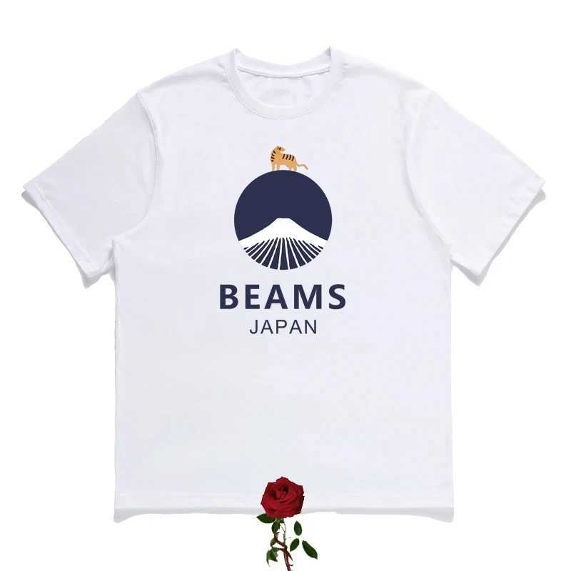 High Quality Animal Mount Print Beams T-shirts Men Women Casual Loose Round Neck Short Sleeve BEAMS JAPAN Top Tees Harajuku J250515