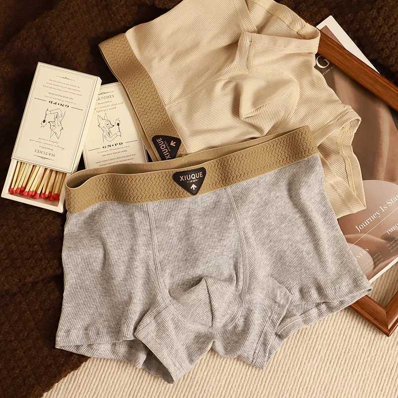 New High-Grade Mens Pants Cotton Breathable Skin-Friendly Threaded Mens Boxer Shorts Comfortable Fashion Shorts Burst Underwea J250516