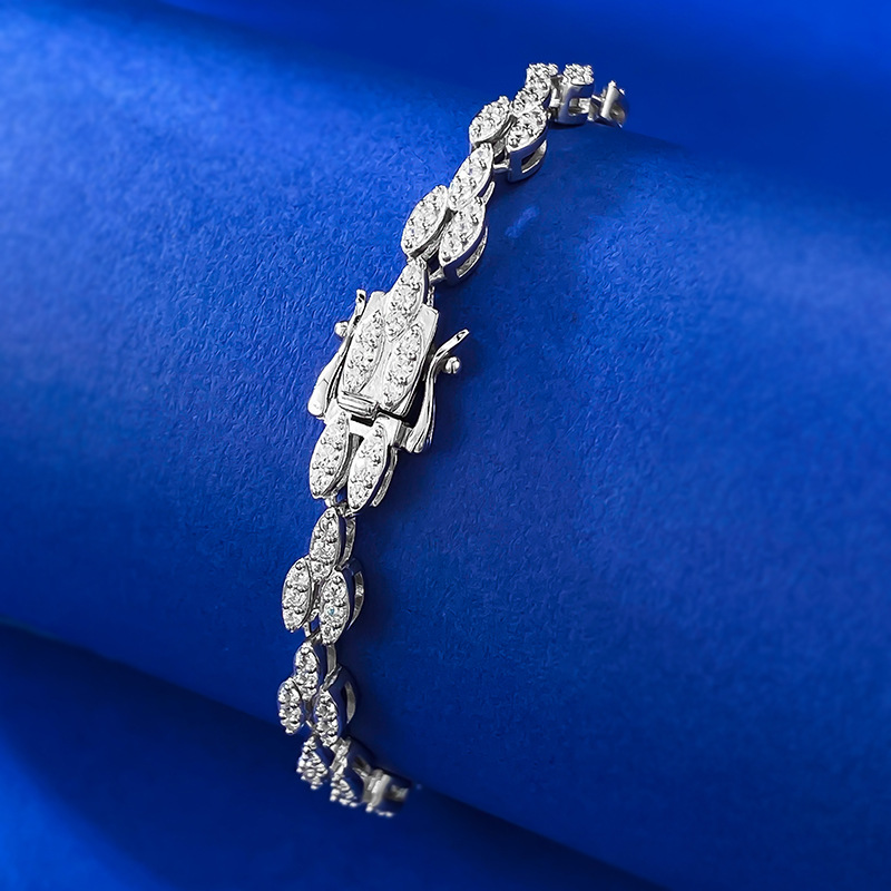 New 925 Sterling Silver Hip Hop Cuban Link Full Diamond Tennis Bracelet for Couples Unique European American Design