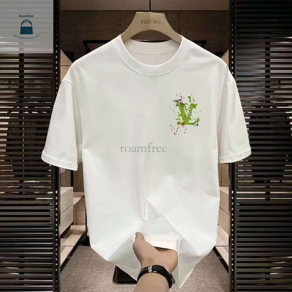 Pure cotton short sleeved high-end European men's summer top with a sense of luxury, unisex T-shirt trendy ddd