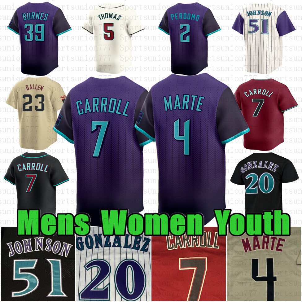 7 Corbin Carroll Baseball Jersey Ketel Marte Zac Gallen Randy Johnson Joc Pederson Corbin Burnes Alek Thomas Lourdes Gurriel Jr Geraldo Perdomo Josh Naylor 2025 City