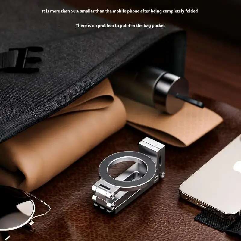 Foldable Magnetic Phone Tripod Holder, 360° Rotating Portable Travel Video Shooting Desk/Plane Train