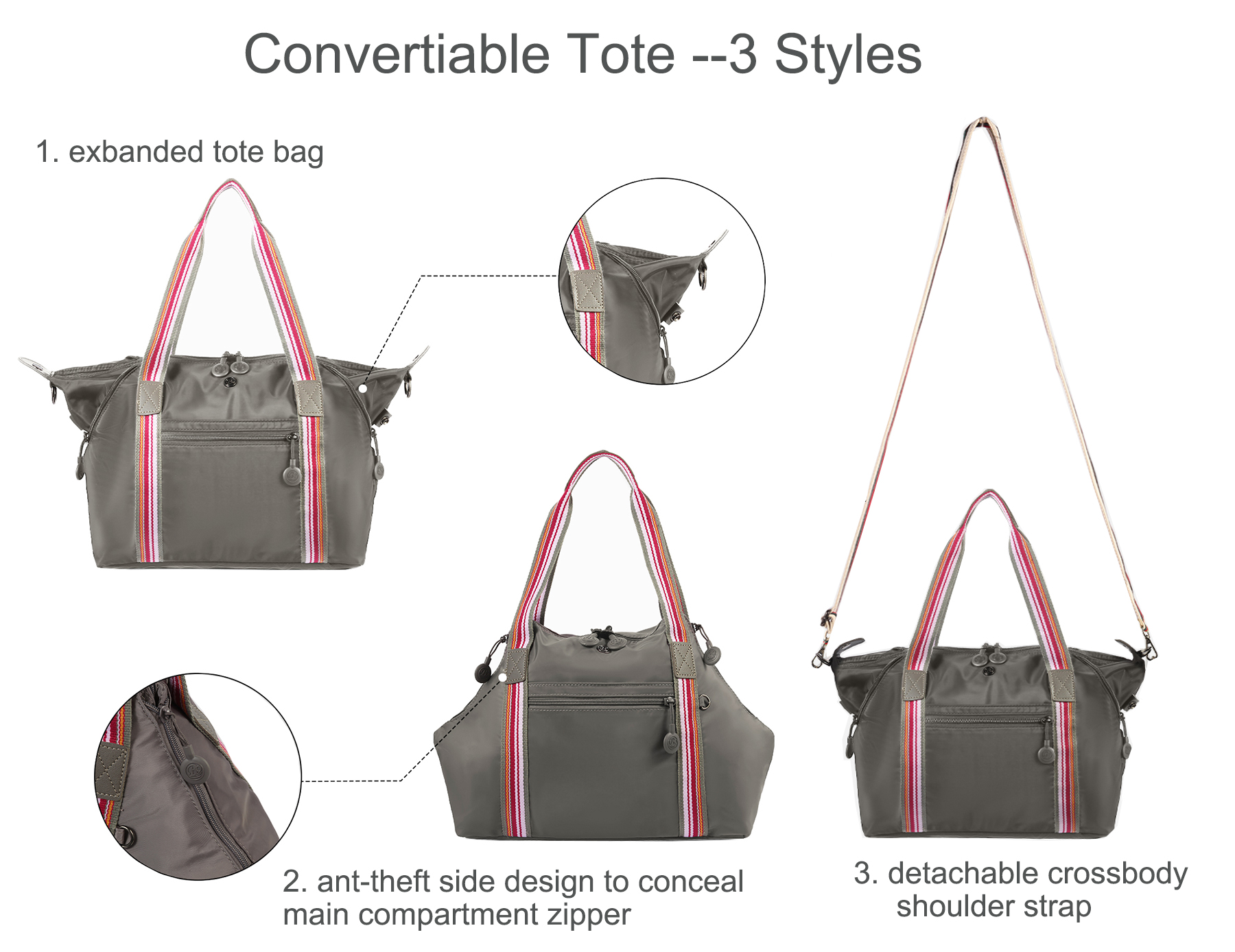 2025 Designer Tote Bags for Women Fashion Crossbody Bag Large Shoulder Bag Lightweight Casual Handbag Anti-theft Travel Bag for Girl Nylon Work Bag Pu