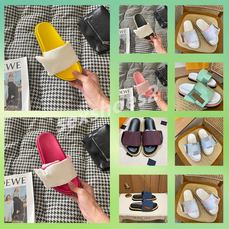 Woman Designer Sandals Pool Pillow Mules Men Women Summer Flat Shoes Comfort Fashion Slippers Slides with Sexy Beach Black Sandals 36-45