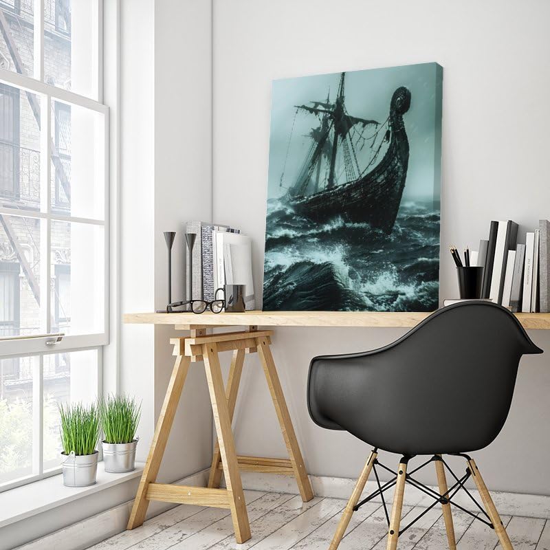 Generic Viking Ship Canvas Poster Wall Art Decor Print Picture Paintings for Living Room Gift ForBedroom Decoration 12x18inch(30x45cm), Frame-style