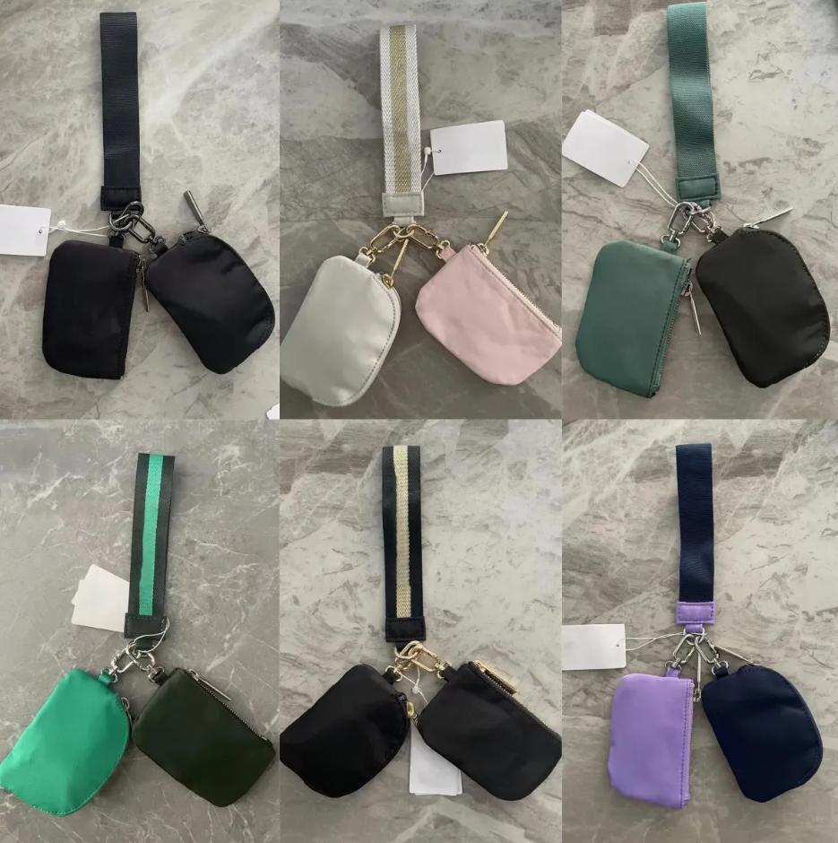 Black GOLd Yohain Keychain Yoga Bag Dual Pouch Mini Zip Around Wristlet Portable Wallet bag Coin Purse Pockets In 20 Colors Wholesale