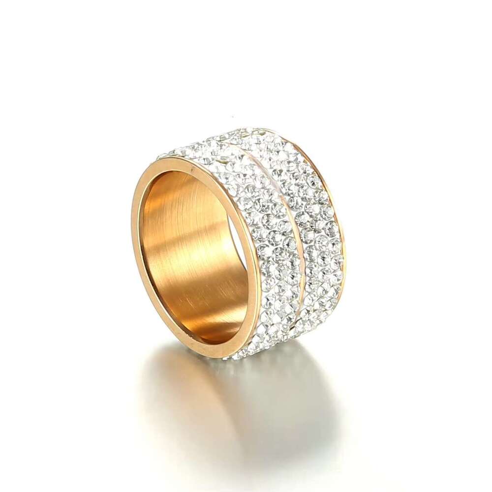 Declaration: Hip hop Rock Stainless Steel Jewelry Gold Diamond Round Men's and Women's Rings
