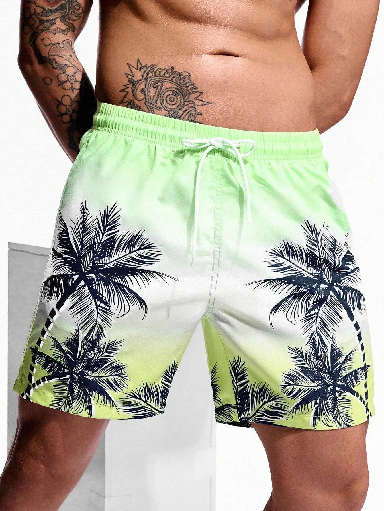 Palm Tree Tropical Mens Resort 3D Printed Board Shorts Swim Trunks Pocket Comfort Breathable Short Hawaiian Style Holiday Beach J2505152JCN