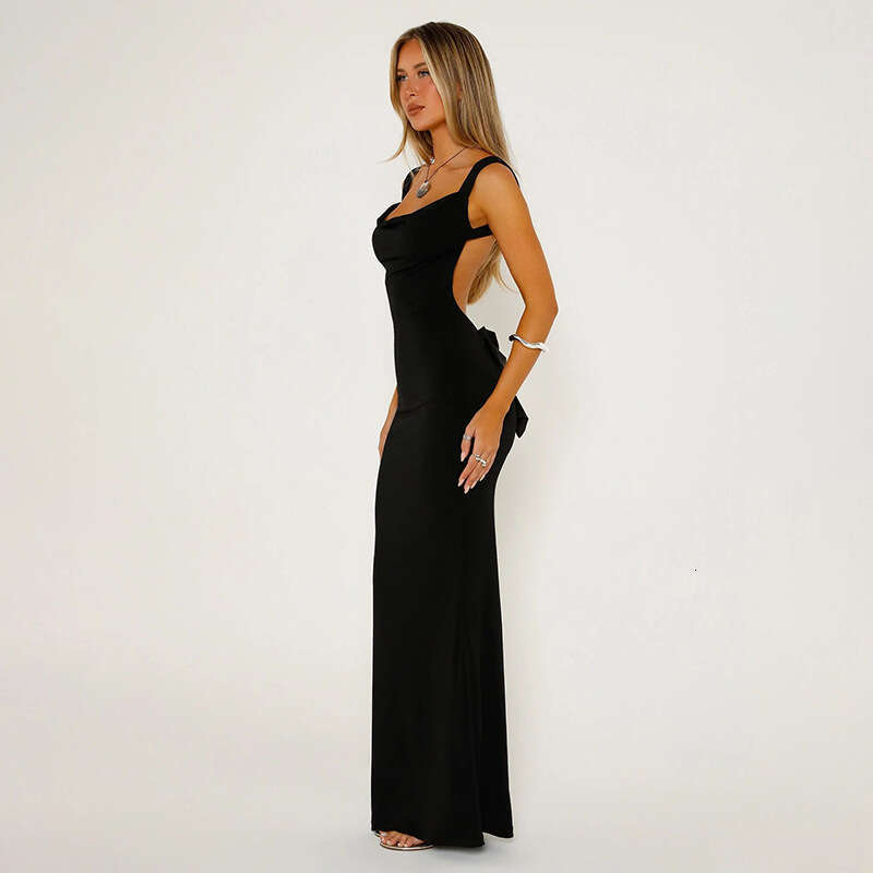 Sheath Dress Feng Spring New Women S Fashion Strap Sexy Open Back Bow Slim Fit Wrapped Hip Dress For Women Summer Dress