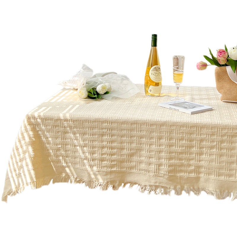 A685 Cream style tablecloth net red high-grade coffee table cloth dormitory tablecloth photo background cloth atmosphere rectangular