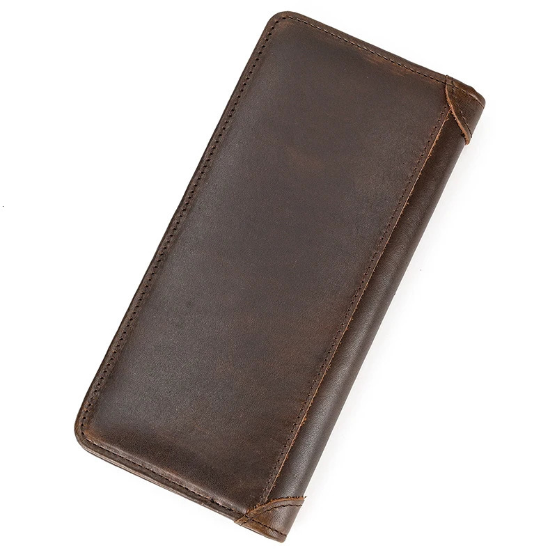 Casual Long Wallet Men Mobile Phone Male Long Purse Bifold Card Wallet Natural Cow Skin Leather Purse Men Business Card Holder 250519