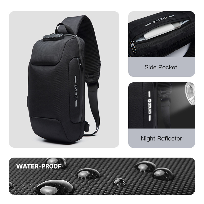 OZUKO Multifunction Shoulder Bag Men Anti-theft Crossbody Messenger Bags for Male Waterproof Short Trip Sling Bag Man Chest Pack