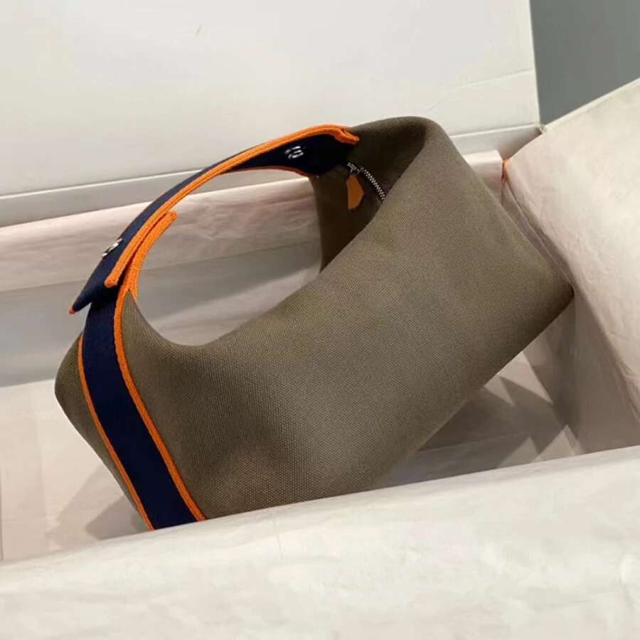 Simple Design Makeup Fashion Large Capacity Canvas Handbag Casual Womens Travel Toiletry Storage Wallet Small Square Bag