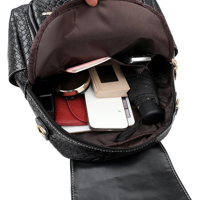 Designer Backpack Women S Light Luxury Texture Korean Version Atmospheric Trendy Casual Woven Pattern Travel Backpack Hand Held Shoulder Bag Outdoor S