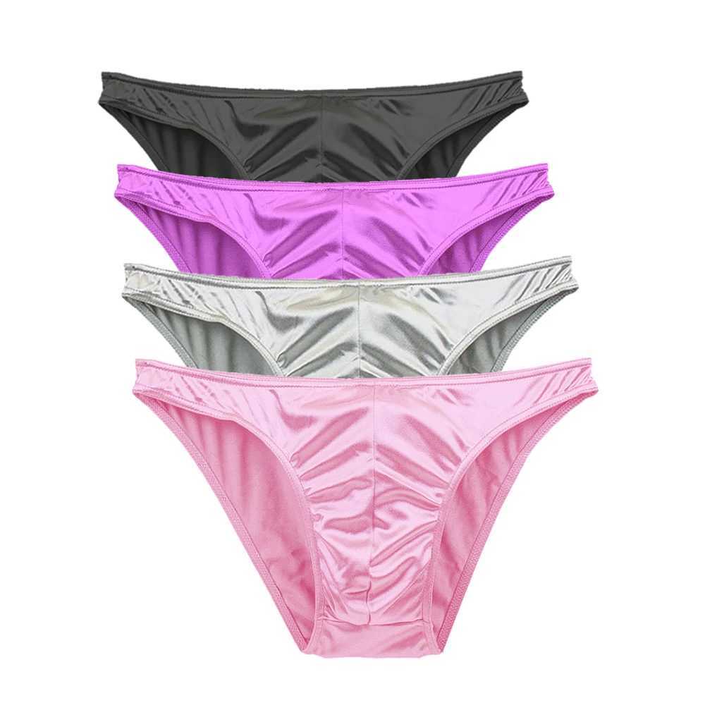 4Pcs/Bag Mens Panties Sexy Satin Silky Underwear Sis Gay For Man Solid Color High Quality Briefs Many Styles J250516
