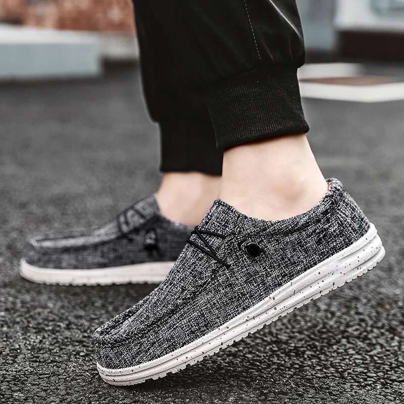 Summer Beige Men's Casual Loafers Big Size 47 Comfortable Flat Canvas Man Boat Light Slip-on Driving Shoes For Men