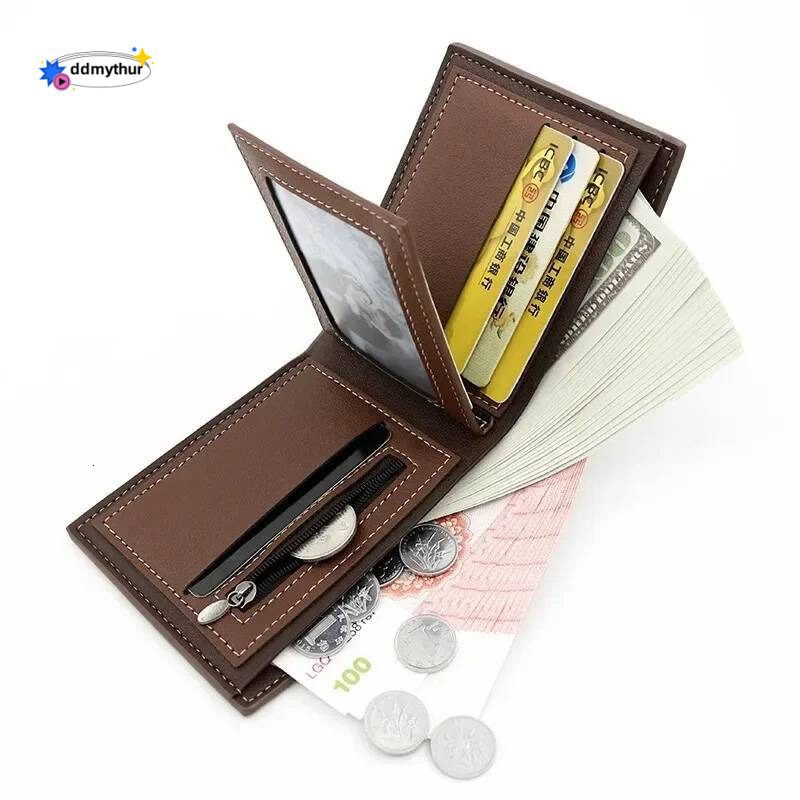 2025 High Quality Personalized Short Wallet Men Wallets Slim Card Holder Name Print Male Purses PU Leather Coin Pocke ddmythur