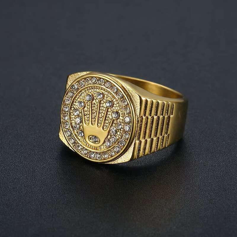 New stainless with crown design men, hip hop titanium steel diamond ring for men