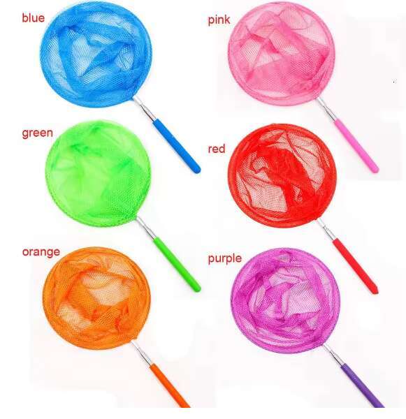 Colorful Fishing Net Anti-Slip Grip Pole Telescopic Butterfly Net Extendable 85CM for Catching Bugs Insect Fishing Toy