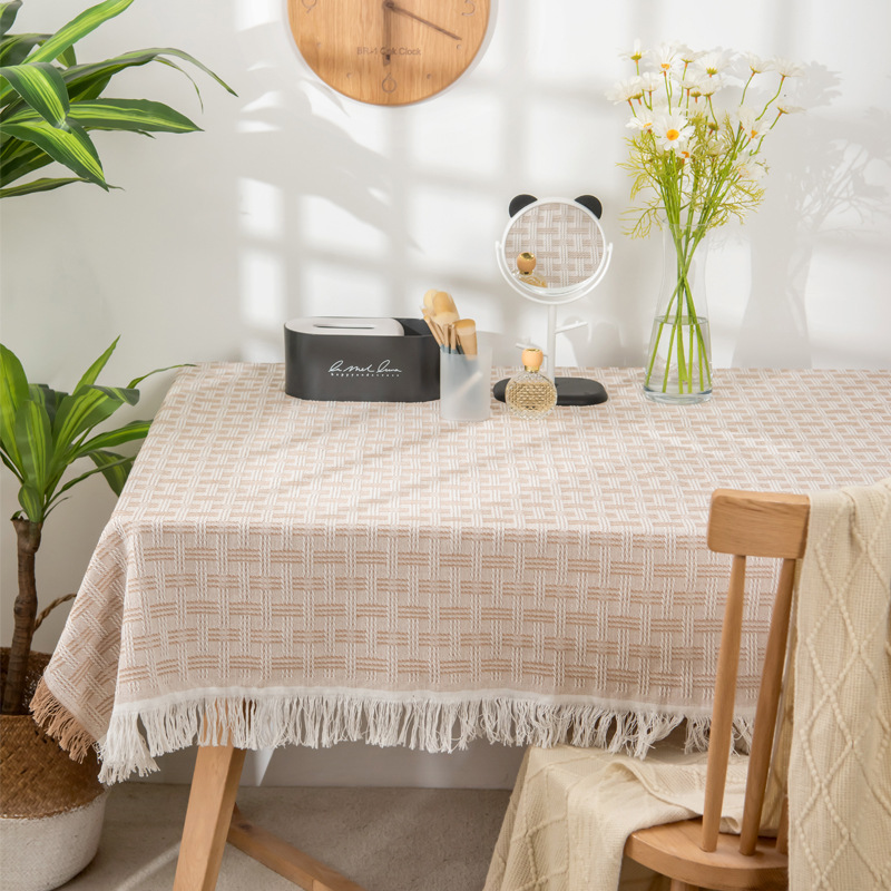 A688 Cream style tablecloth net red high-grade coffee table cloth dormitory tablecloth photo background cloth atmosphere rectangular