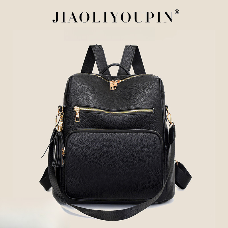 25S NEW Designer Backpack Advanced Women S Bag Korean Version PU Travel Fashionable Versatile Soft Leather Tassel Commuting Backpack Outdoor Storage B