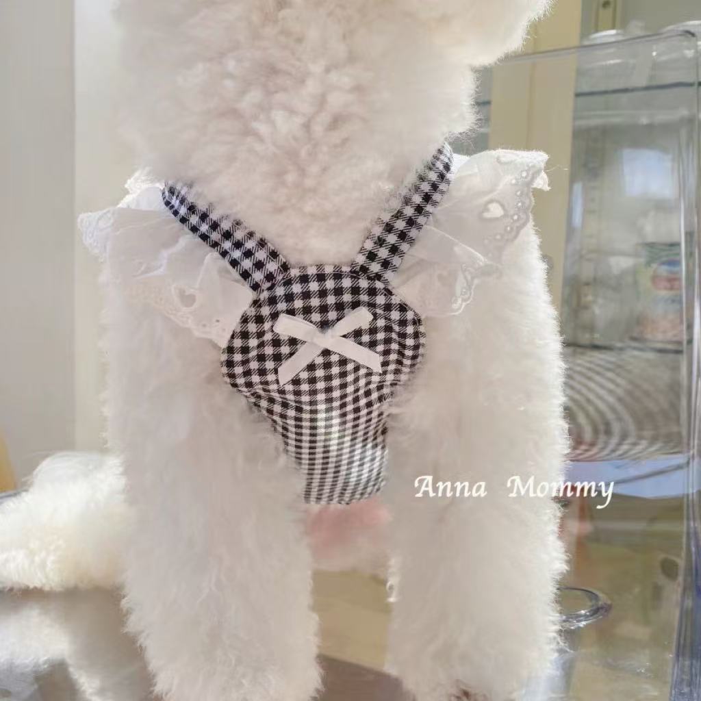 T00236 Dog clothes small dog pet spring and autumn striped bottoming home clothes Teddy Bichon autumn four-legged traction clothes