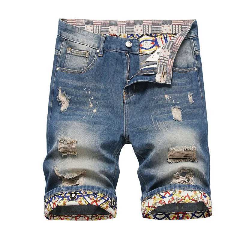 2023 Summer New Mens Ripped Short Jeans Brand Clothing Bermuda Cotton Shorts Men Thin Breathable Casual Denim Shorts J2505158E5O