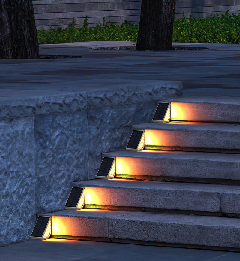 Motion Sensor Outdoor Solar Step Lights 550LM Super Bright 10LED Warm White Stair Light IP44 Waterproof for Porch Patio Deck