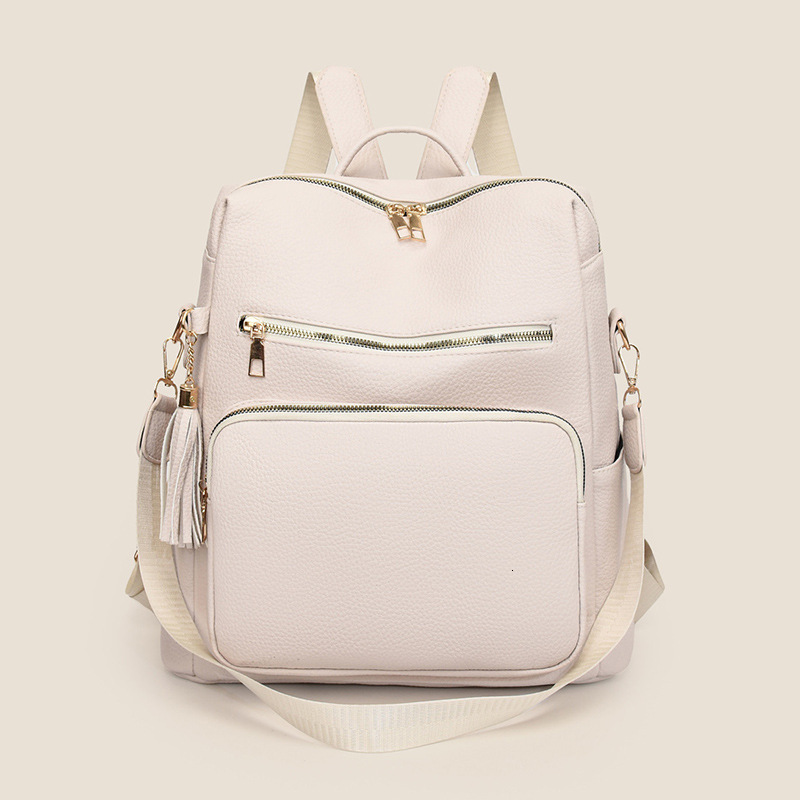 25S NEW Designer Backpack Advanced Women S Bag Korean Version PU Travel Fashionable Versatile Soft Leather Tassel Commuting Backpack Outdoor Storage B