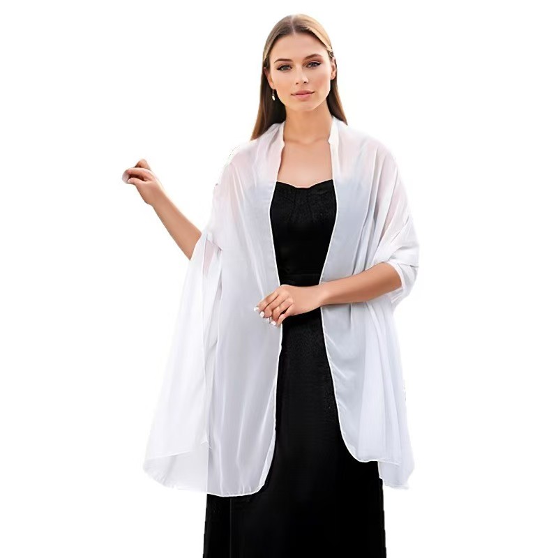 K764 European and American cross-border solid color chiffon extended shawl bridesmaid group wedding dress dance party dinner shawl women