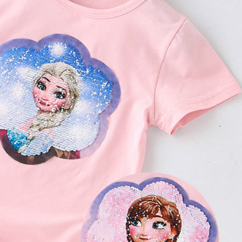 DISNEY girls designer clothes baby clothes Frozen Princess Elsa Princess top Girls' short-sleeved tops are comfortable and soft to wear in summer