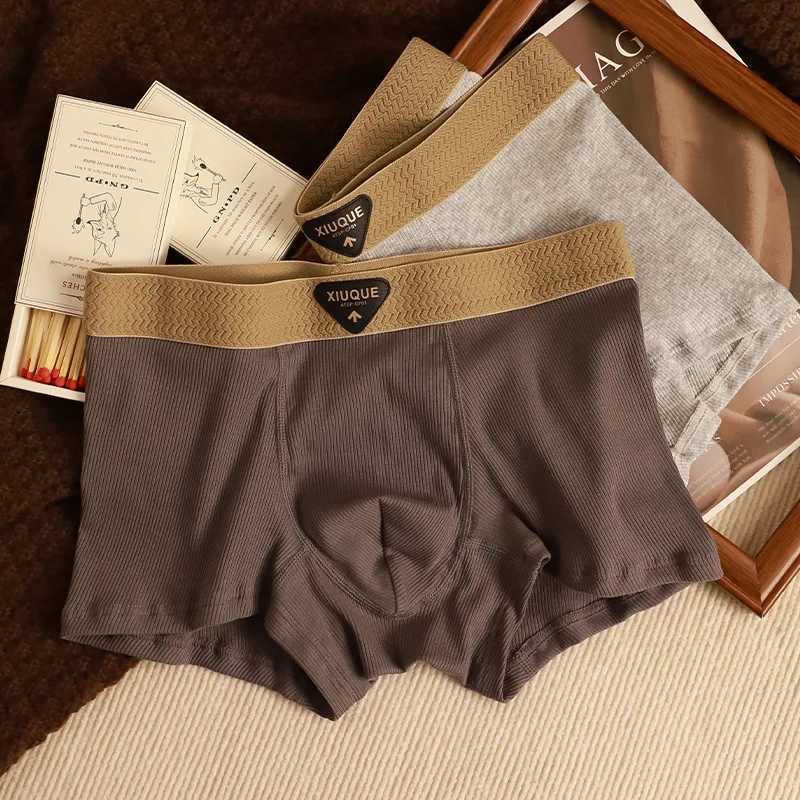 New High-Grade Mens Pants Cotton Breathable Skin-Friendly Threaded Mens Boxer Shorts Comfortable Fashion Shorts Burst Underwea J250516