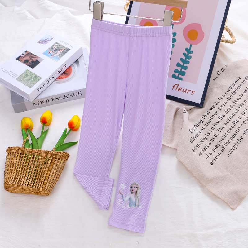DISNEY toddler designer clothes infant designer clothes Frozen Elsa princess Girls' pants with princess print and label-free design.