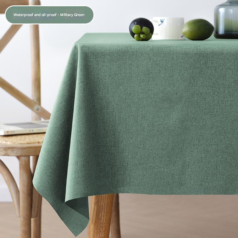 A701 Fabric cotton and linen tablecloth waterproof and oil-proof solid color rectangular tablecloth dust cover towel household coffee table tablecloth